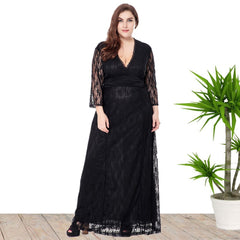 Plus Size 3XL-5XL Evening Dress Black Lace Dress SQ055