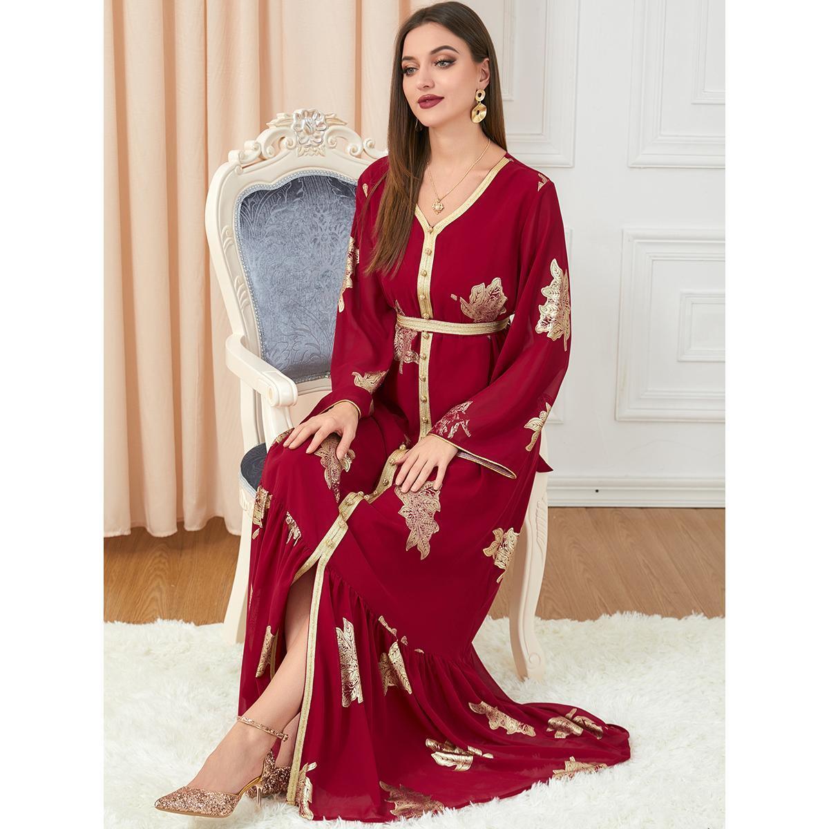 _Gift_Muslim Islamic Long Dress Spring/Summer Fashion Long Sleeve Bronzing Dress - Hiychic