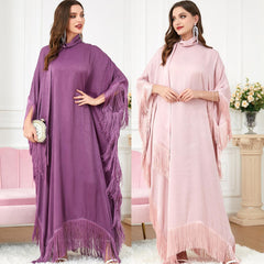 Muslim Abaya Cross Stitching Batwing Sleeve Dress 3297 - Hiychic
