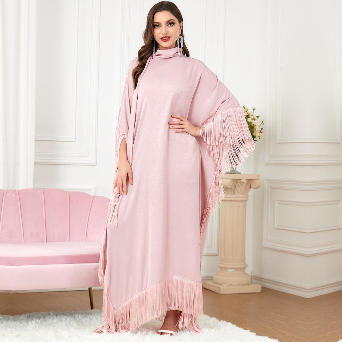 Muslim Abaya Cross Stitching Batwing Sleeve Dress 3297 - Hiychic