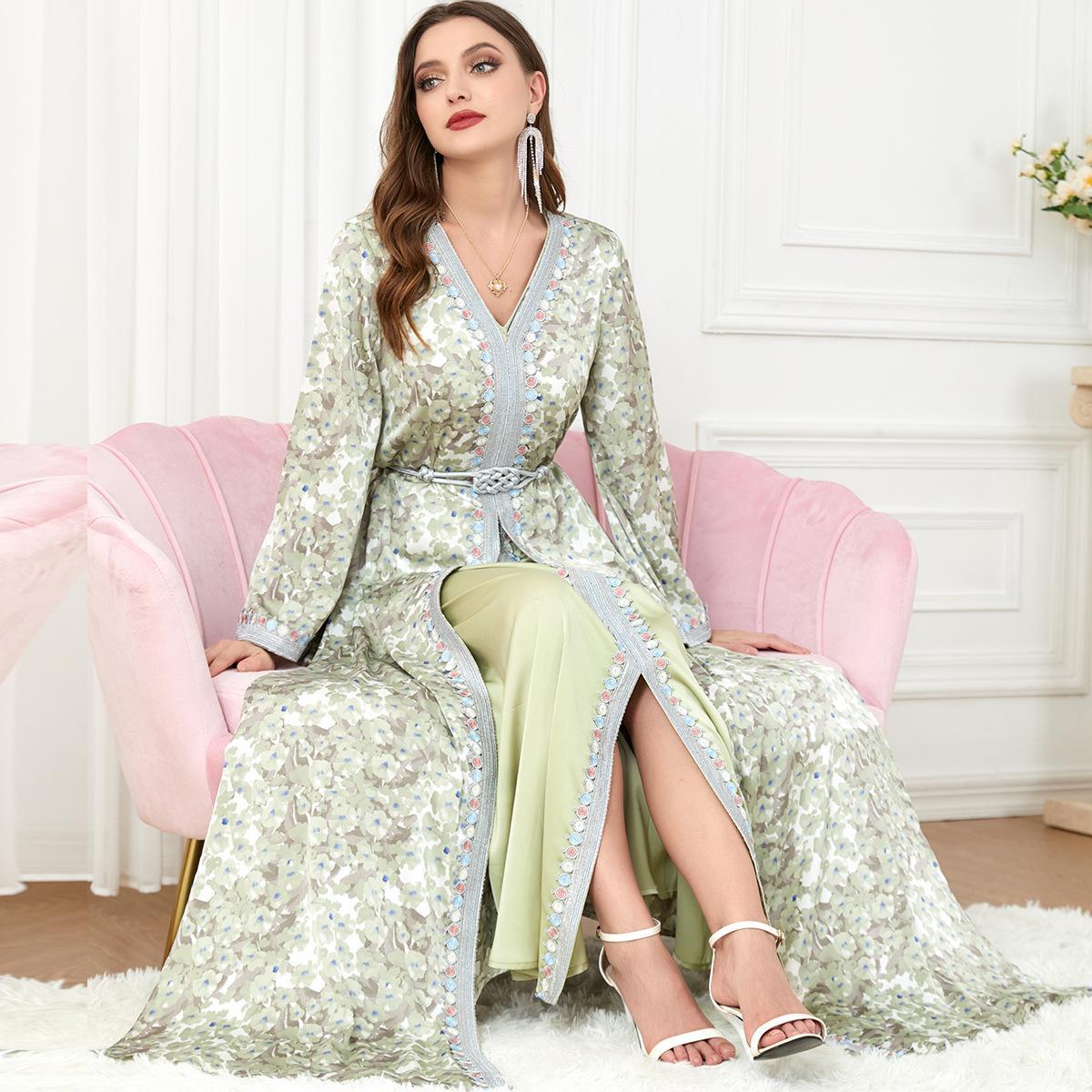 Muslim Djellaba Two-Piece Dress 3219 - Hiychic