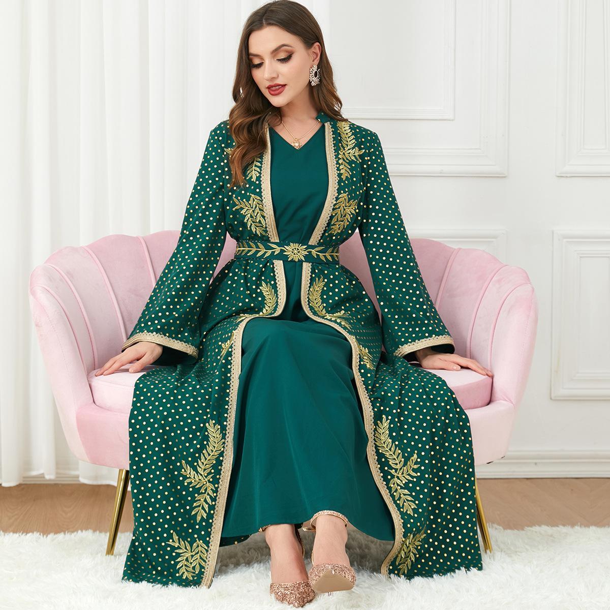 Muslim East Fashion Two-Piece Suit Maxi Dress 3145. - Hiychic