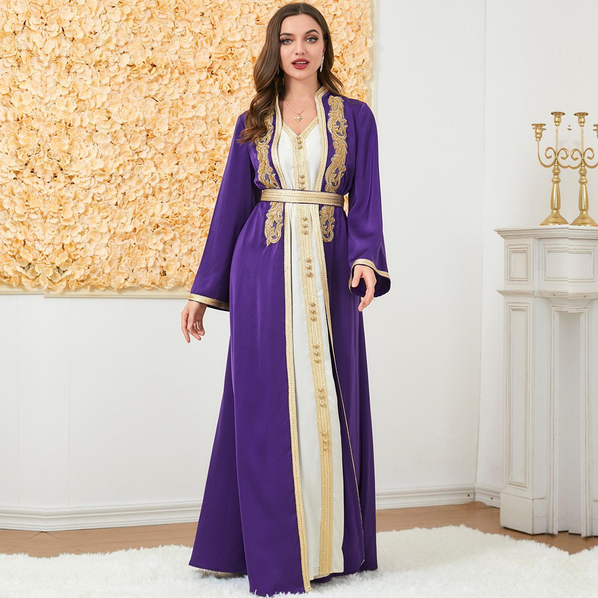 Muslim Fashion Abaya Two-Piece Long Dress 3189 - Hiychic