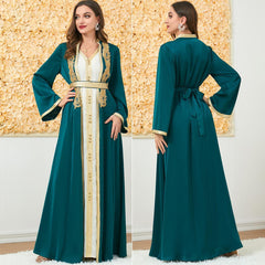 Muslim Fashion Abaya Two-Piece Long Dress 3189 - Hiychic