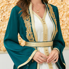 Muslim Fashion Abaya Two-Piece Long Dress 3189 - Hiychic