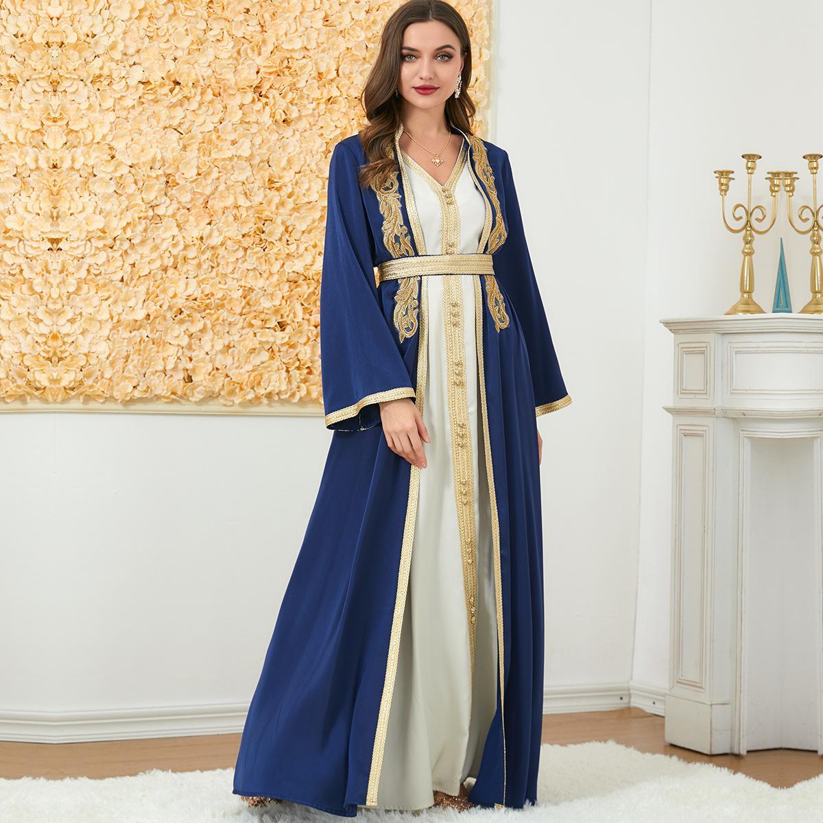 Muslim Fashion Abaya Two-Piece Long Dress 3189 - Hiychic