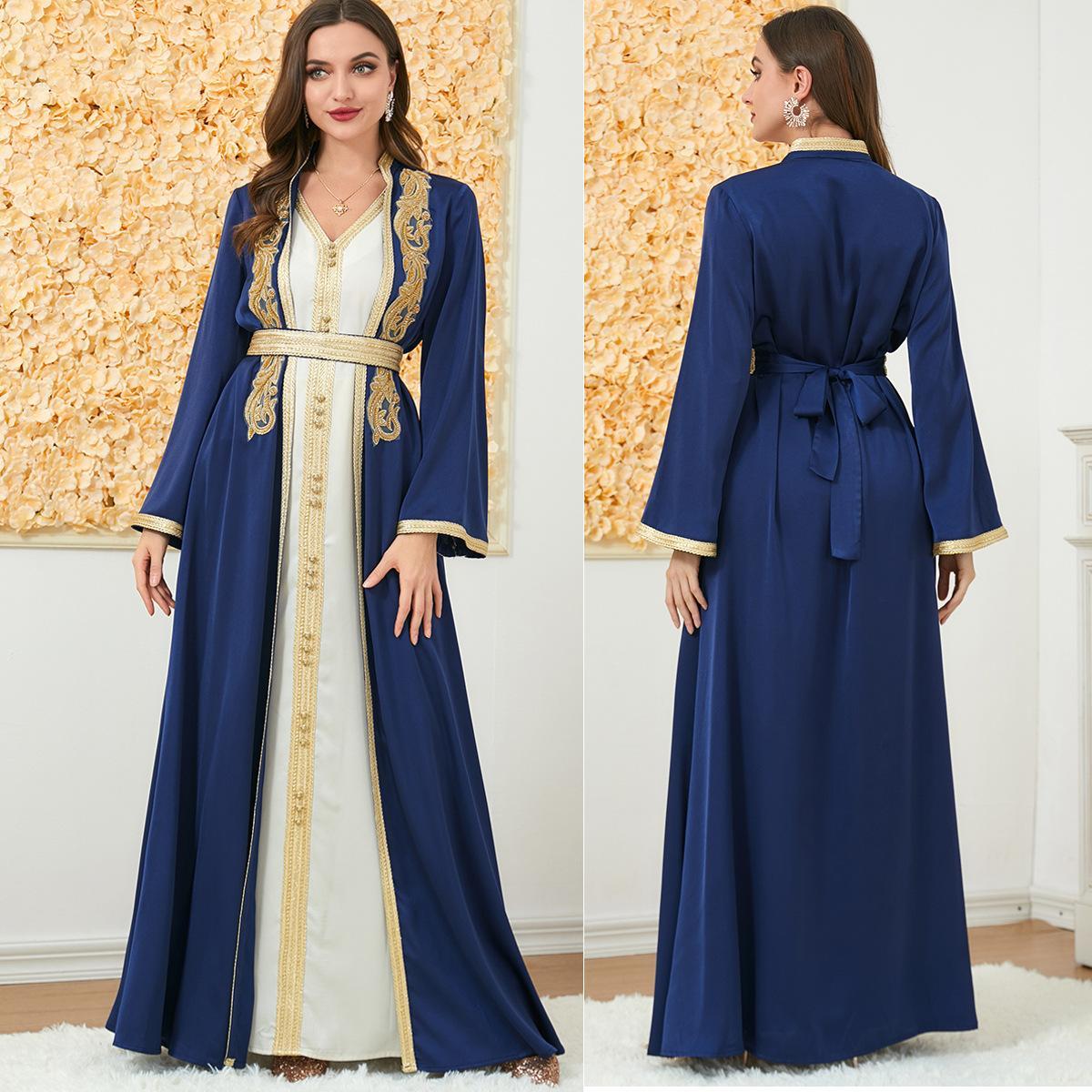 Muslim Fashion Abaya Two-Piece Long Dress 3189 - Hiychic