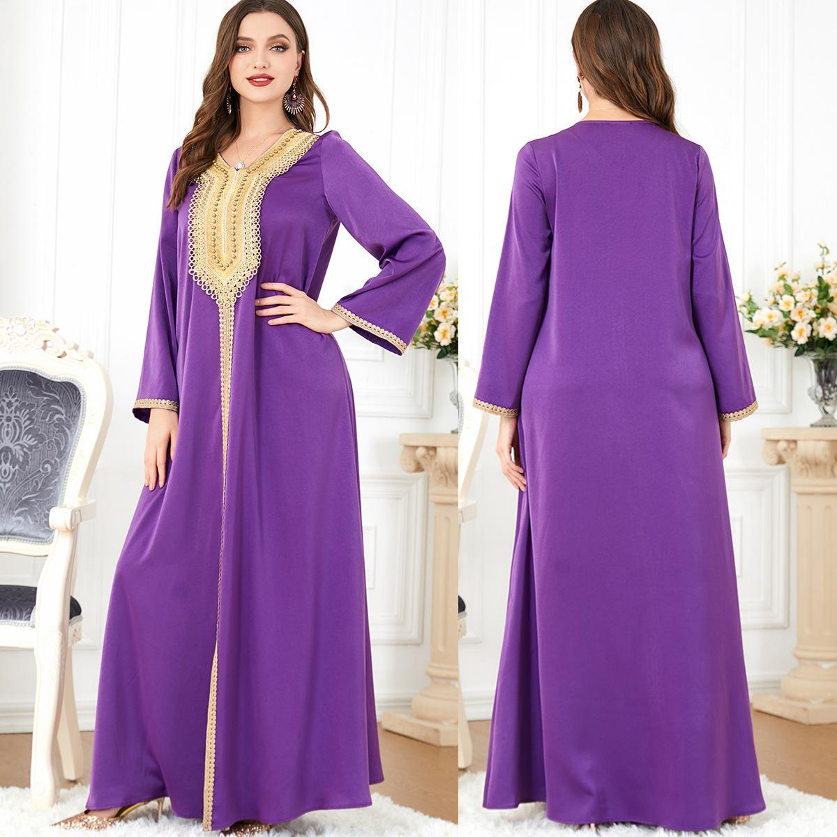 Muslim Fashion Loose Dress Abaya Beaded Robe 3288. - Hiychic