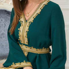 Muslim Fashion Women's Dress Embroidered Abaya Robe 3252 - Hiychic