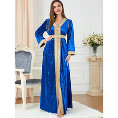 Muslim High-End Pleuche Age Solid Dress - Hiychic