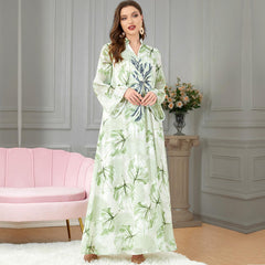 Muslim Robe Patchwork Abaya Printed Dress 3191 - Hiychic