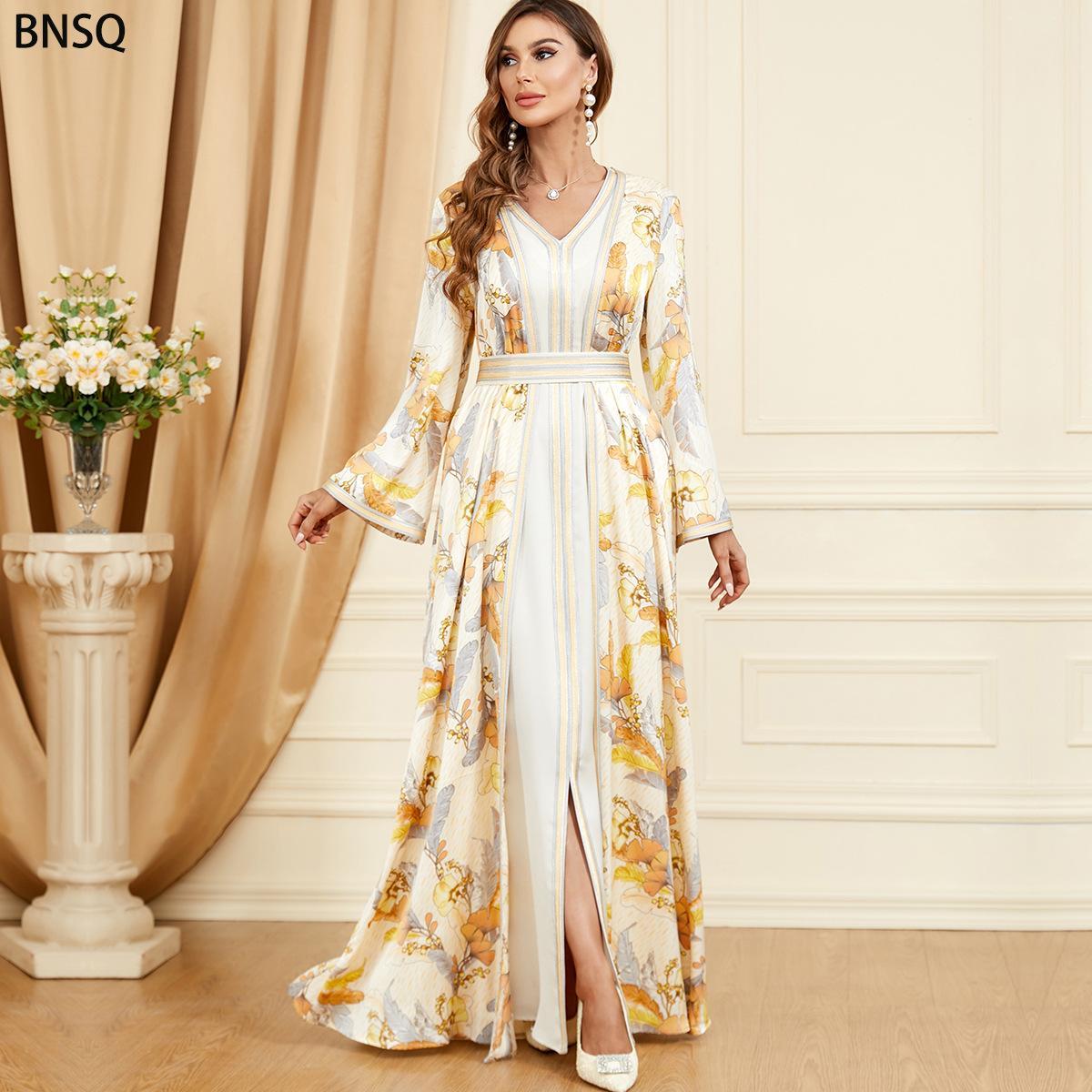 Muslim Robe Two-Piece Printed Dress 3331 - Hiychic