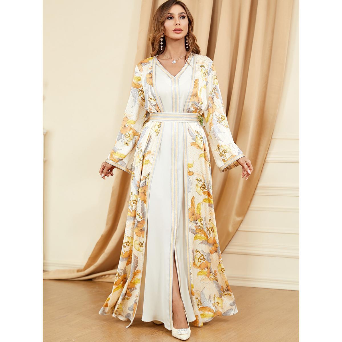 Muslim Robe Two-Piece Printed Dress 3331 - Hiychic
