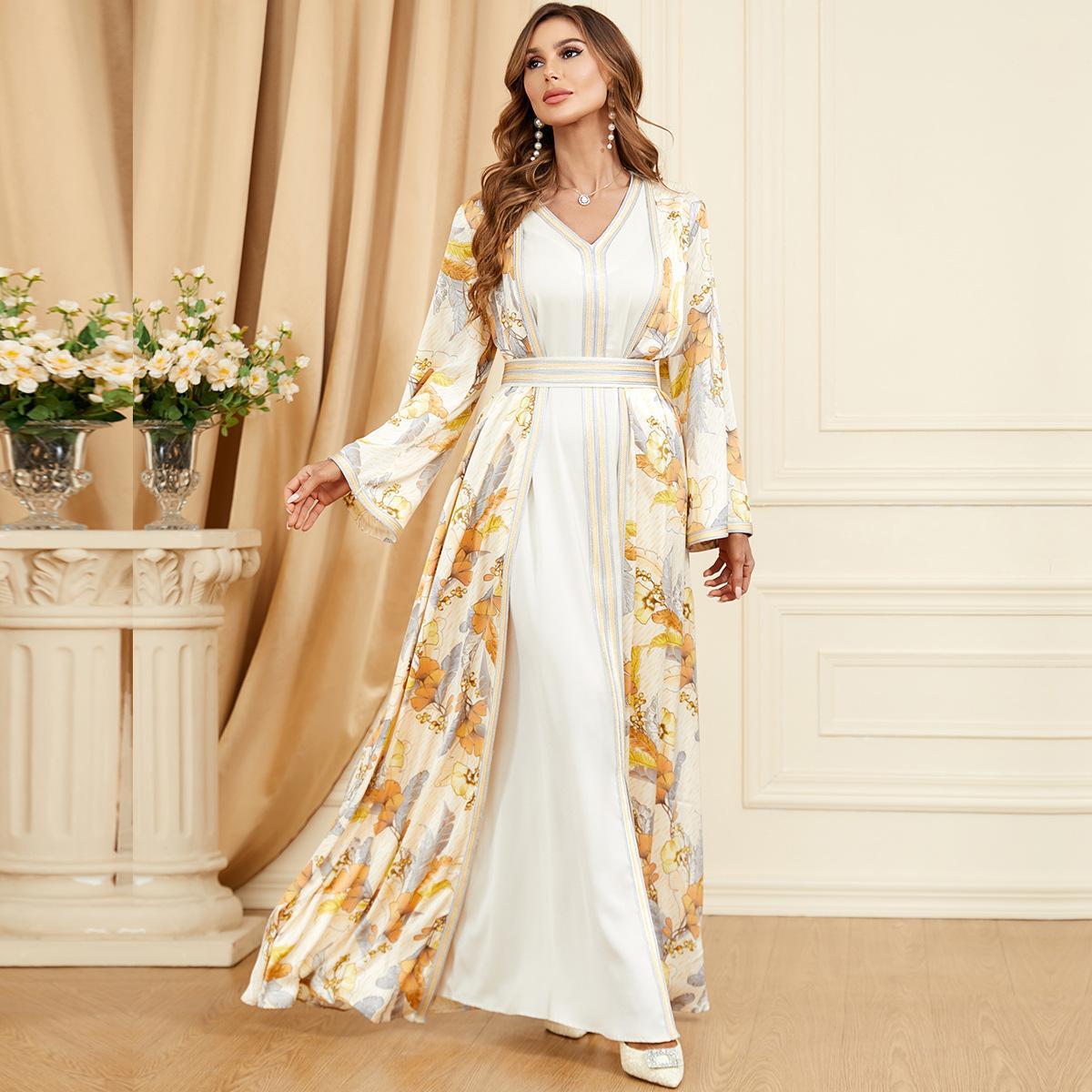 Muslim Robe Two-Piece Printed Dress 3331 - Hiychic