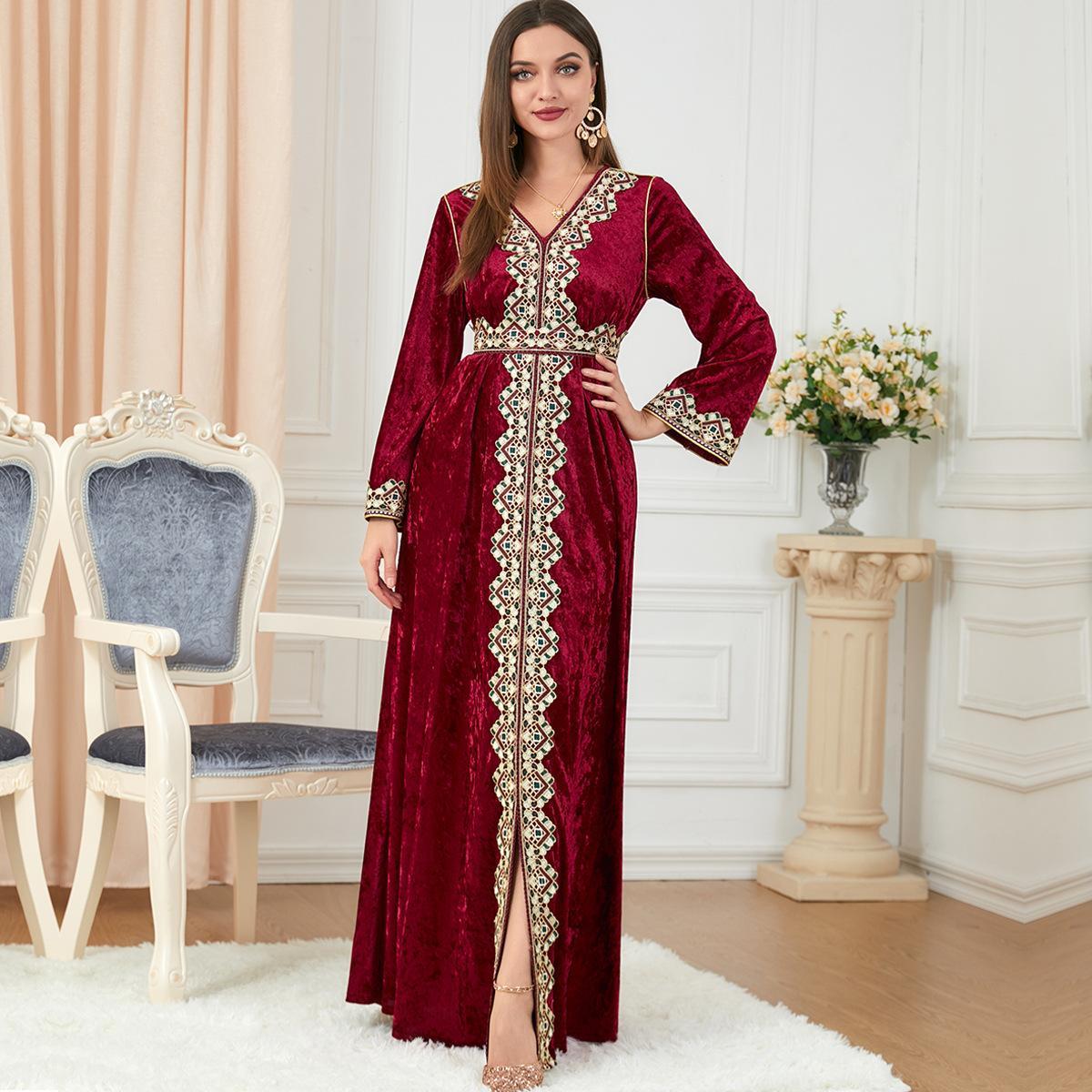 Muslim V Collar Knitted Dress Big Dress 3258. - Hiychic