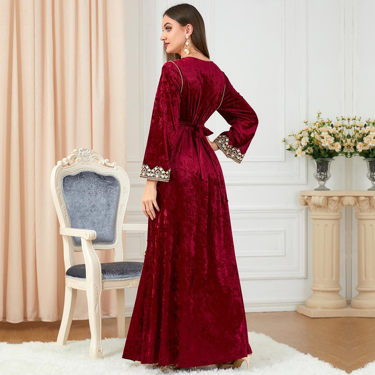 Muslim V Collar Knitted Dress Big Dress 3258. - Hiychic
