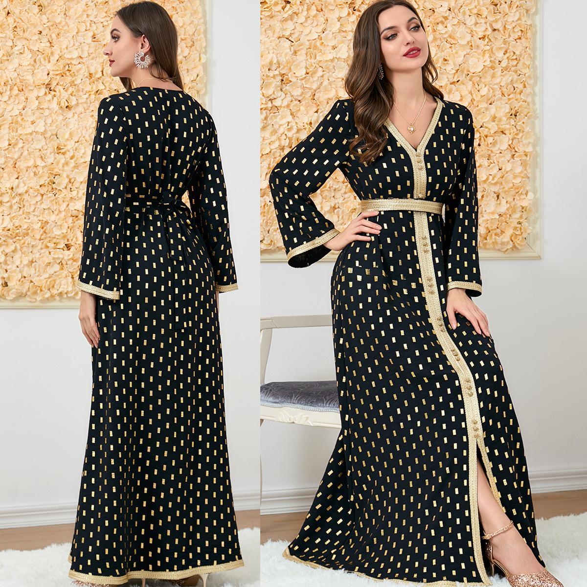 Muslim Women's Wear Abaya Bronzing Dress 3194 - Hiychic