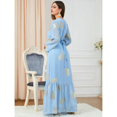 Muslim Women's Wear Summer Dress Printed Dress Women's Pleated Skirt 3203 - Hiychic